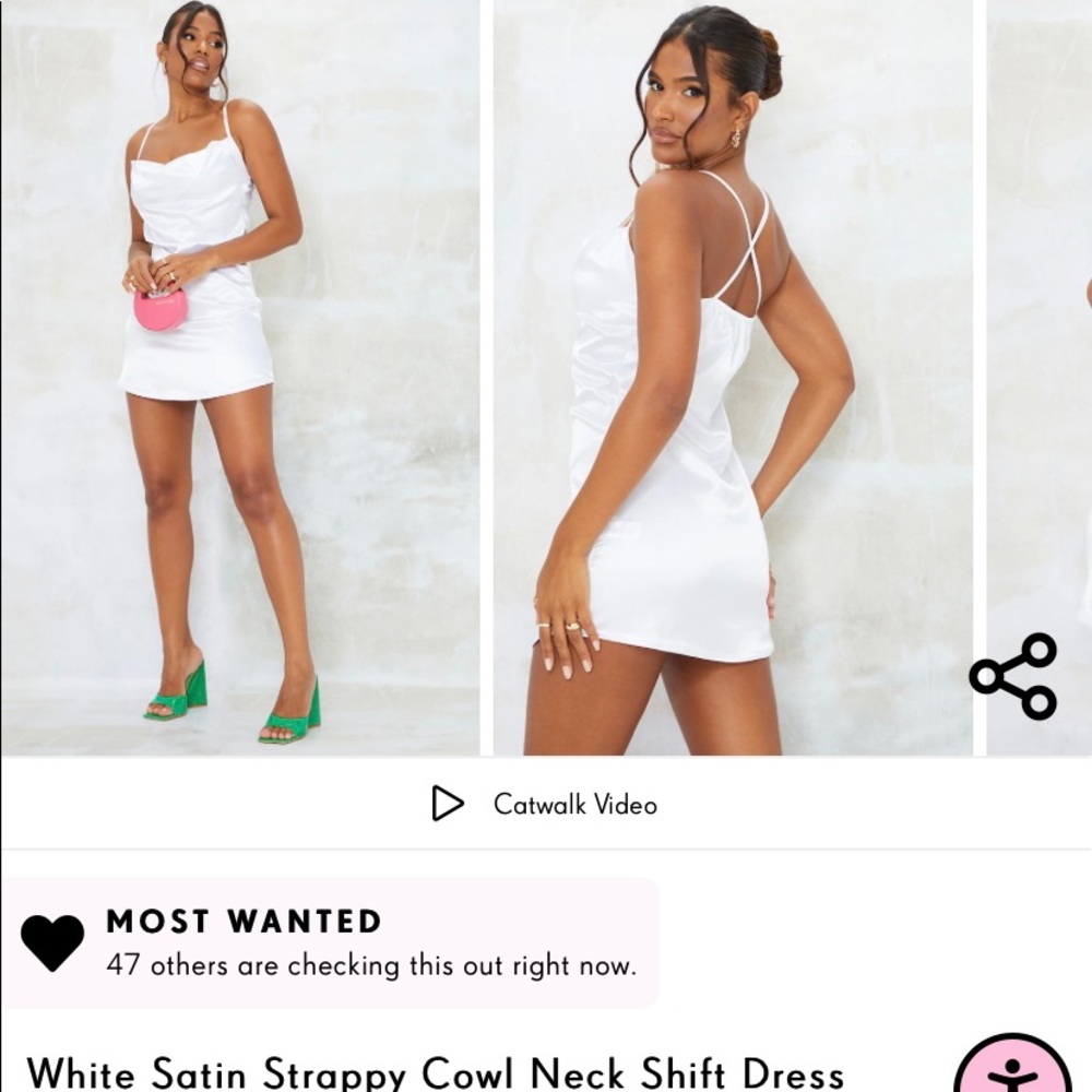 Pretty little thing white satin cowl dress NWT
